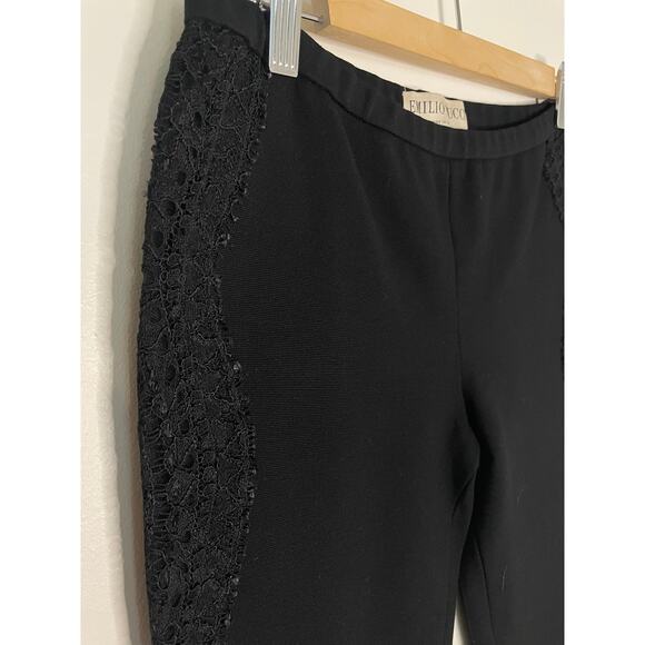 Emilio Pucci Black Cigarette Pants Side Lace Panel Detail SZ 8 - Picture 13 of 13